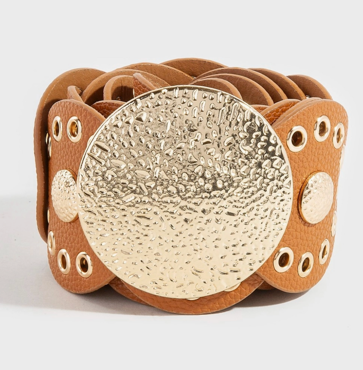 Studded Leather Disc Linked Belt - Burnout