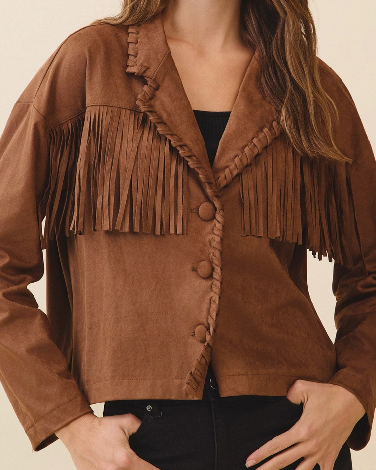 Suede Fringe Jacket - Burnout