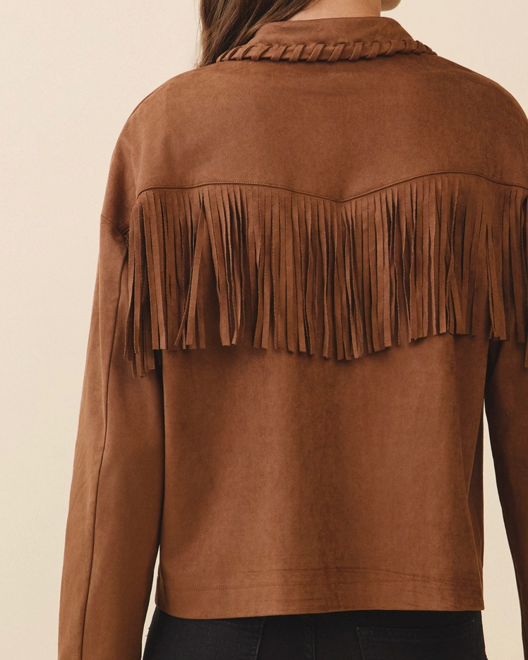Suede Fringe Jacket - Burnout