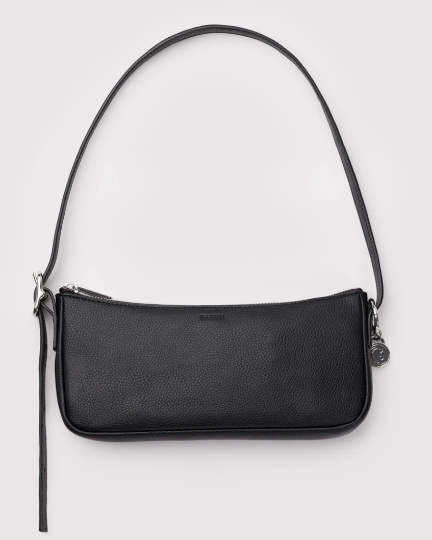 Recycled Leather Pochette - Black - Burnout