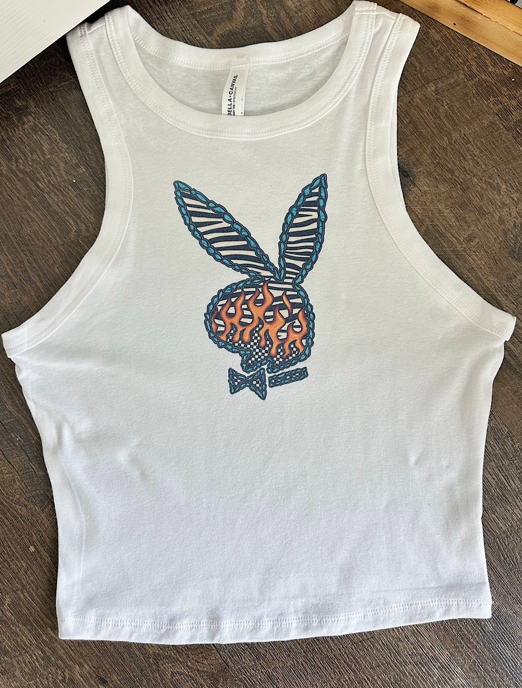 Bunny Flame Crop Tank - Burnout