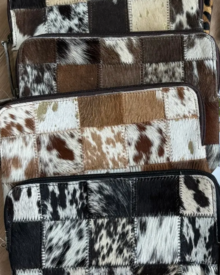 Cowhide Accessory Pouch - Burnout