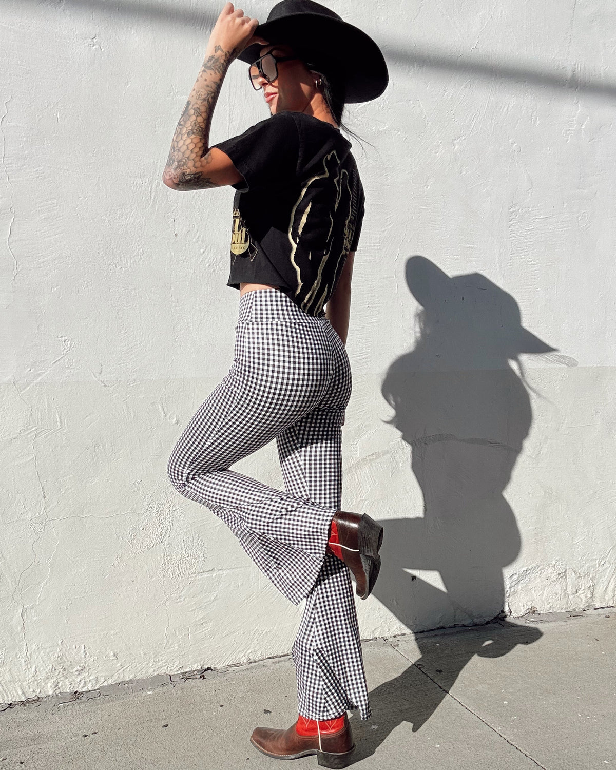 Gingham Flare - Black - Burnout