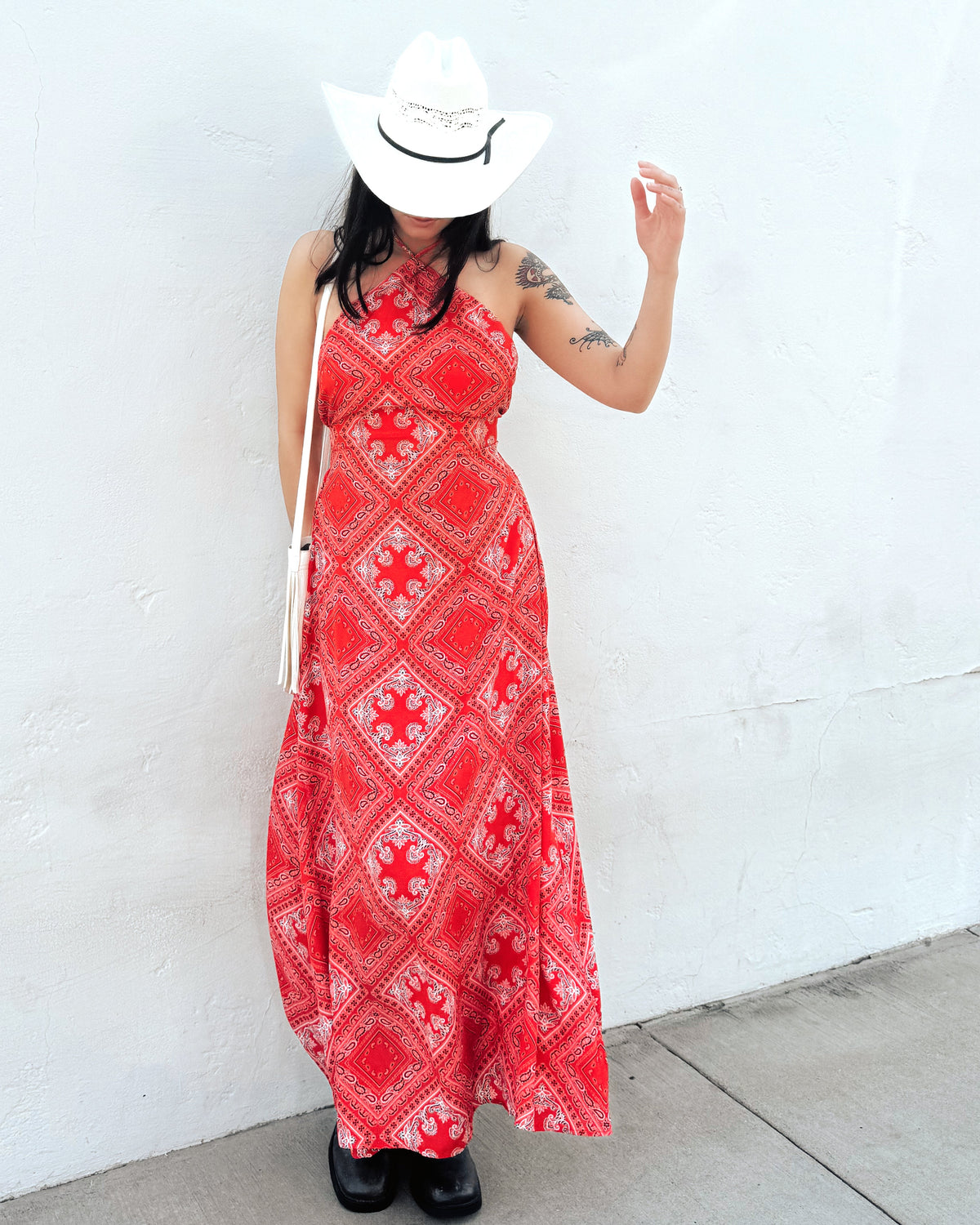 Bandana Print Midi Dress - Burnout