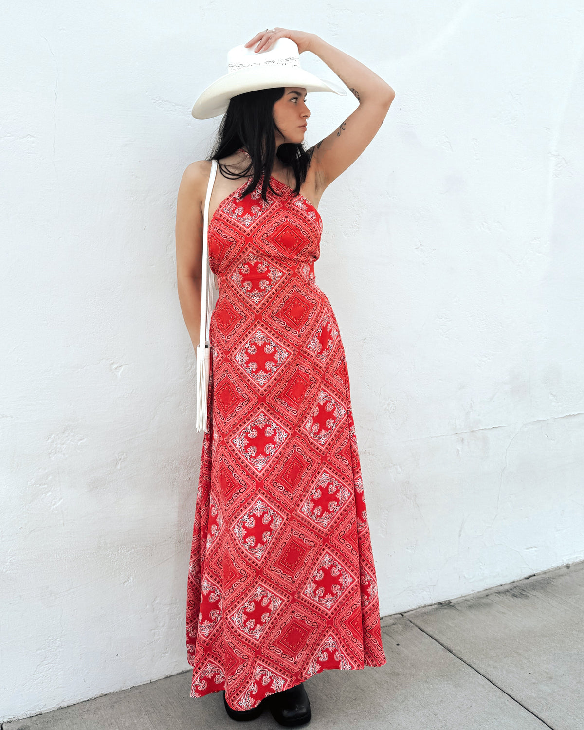 Bandana Print Midi Dress - Burnout