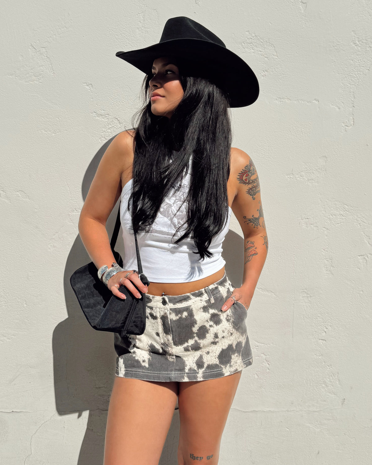 Cow Print Mini Skort - Burnout