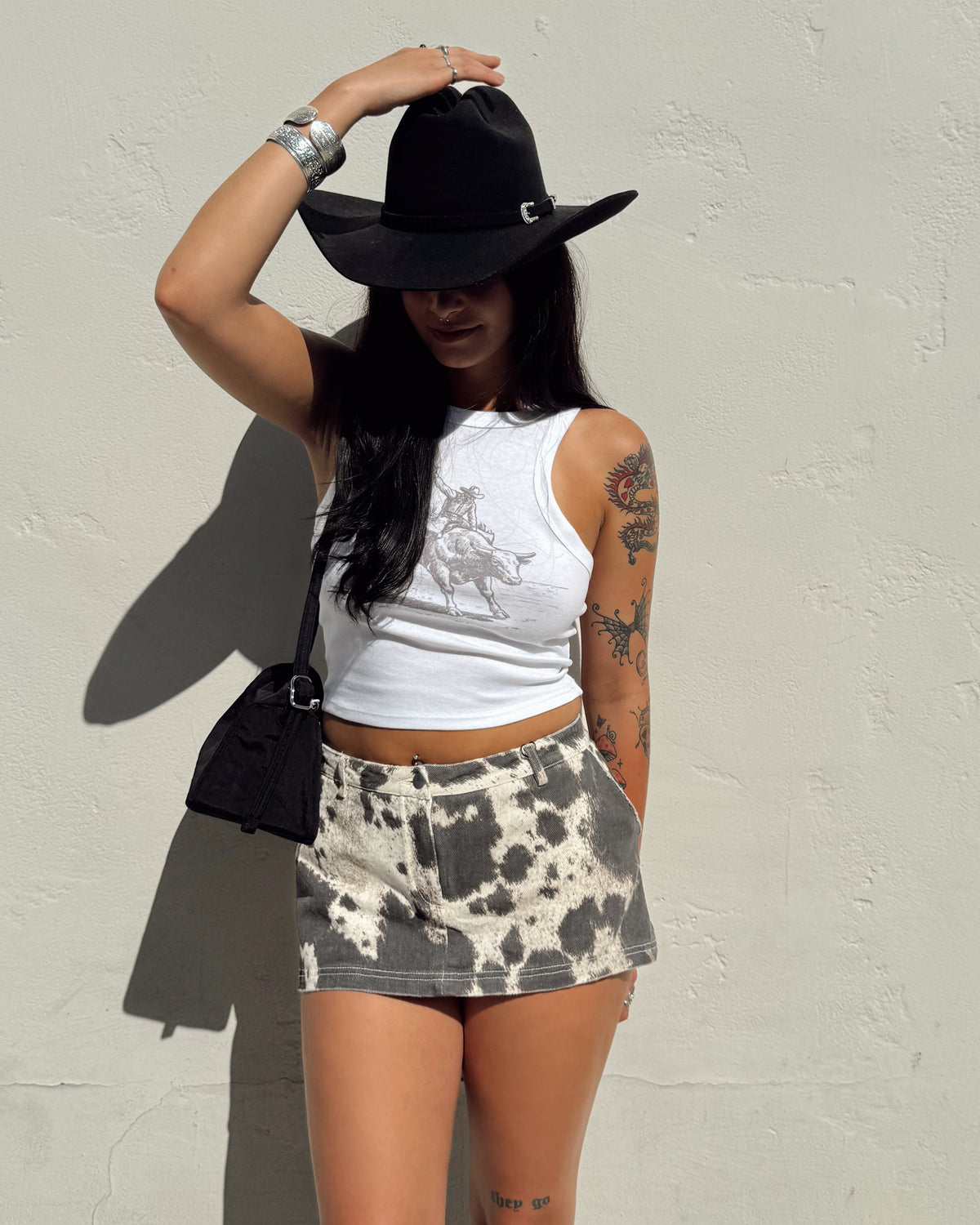 Cow Print Mini Skort - Burnout