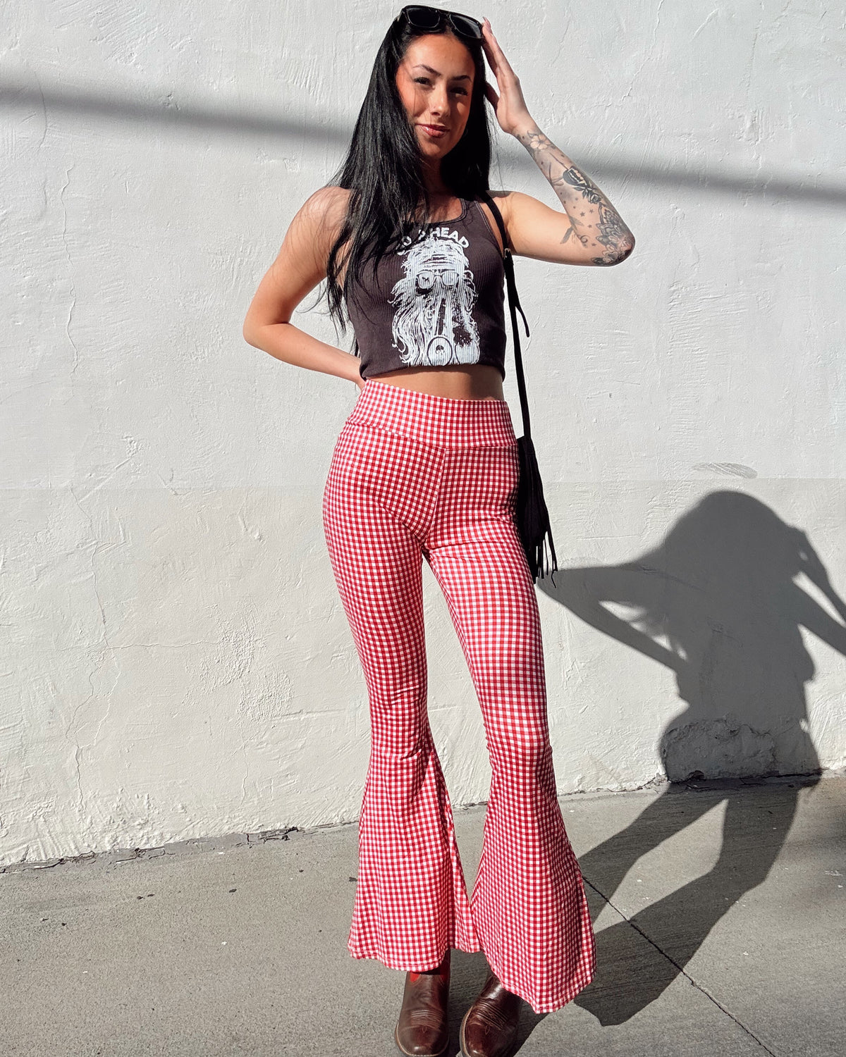 Gingham Flare - Red - Burnout