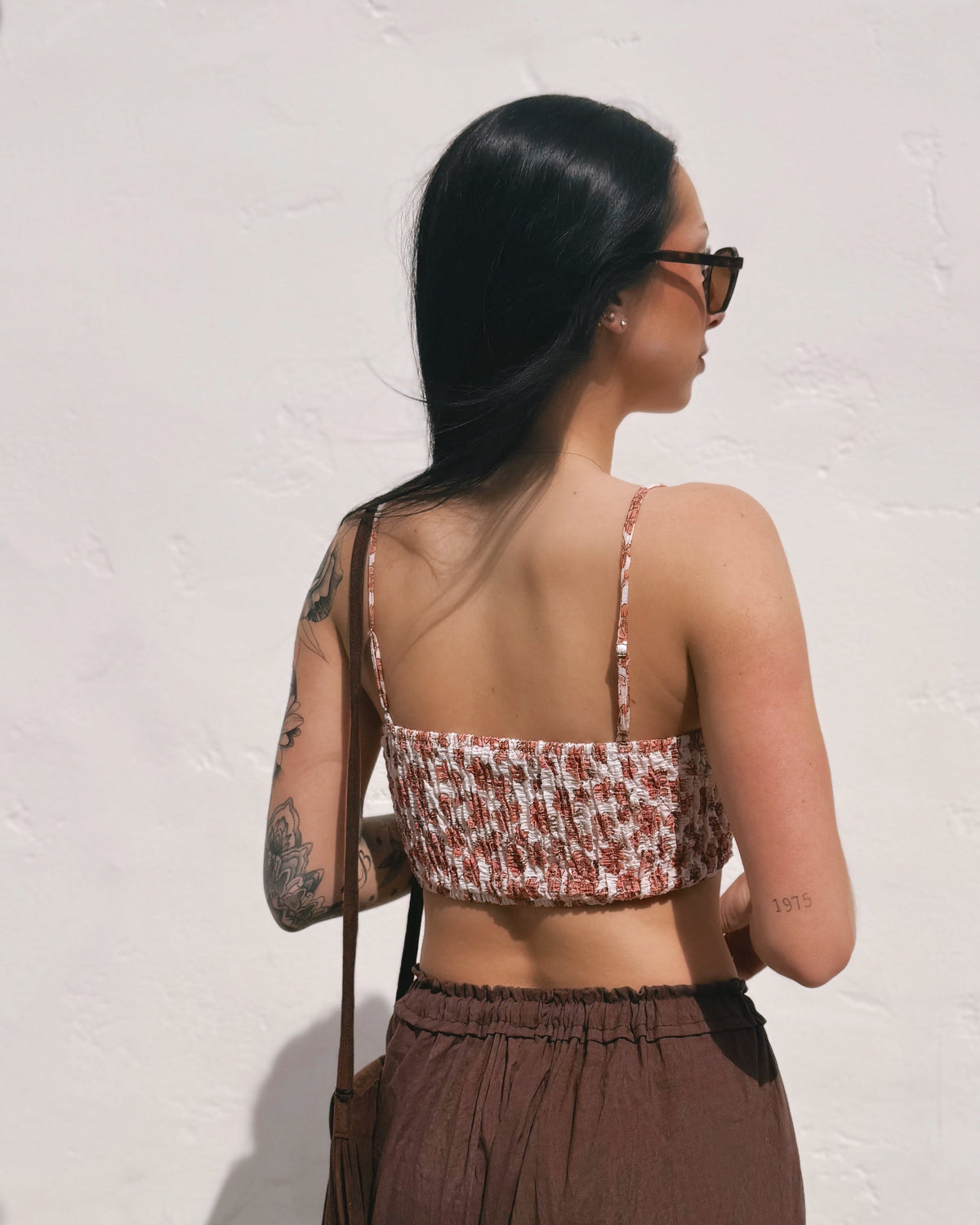 Floral Ruched Cami Top - Burnout