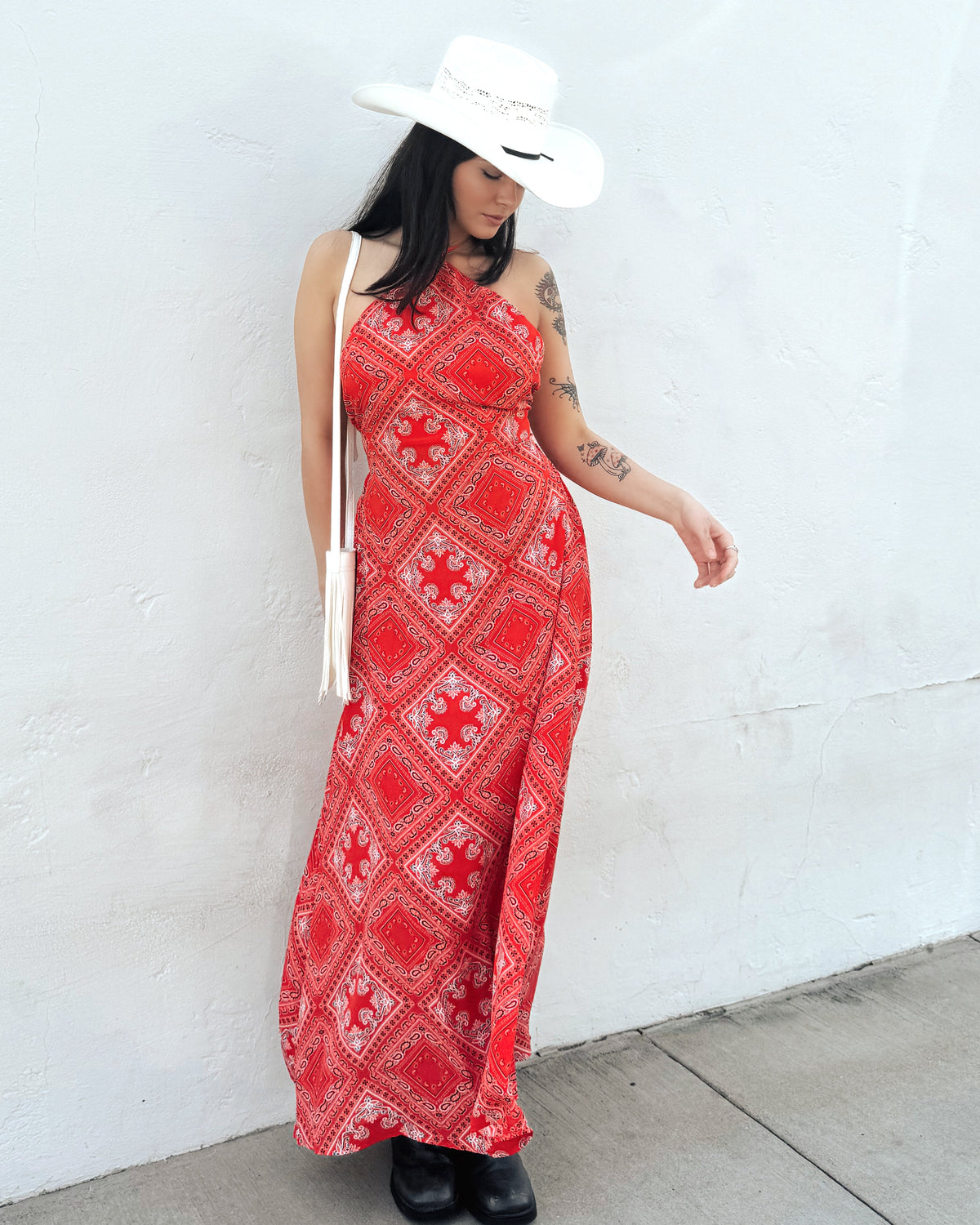 Bandana Print Midi Dress - Burnout