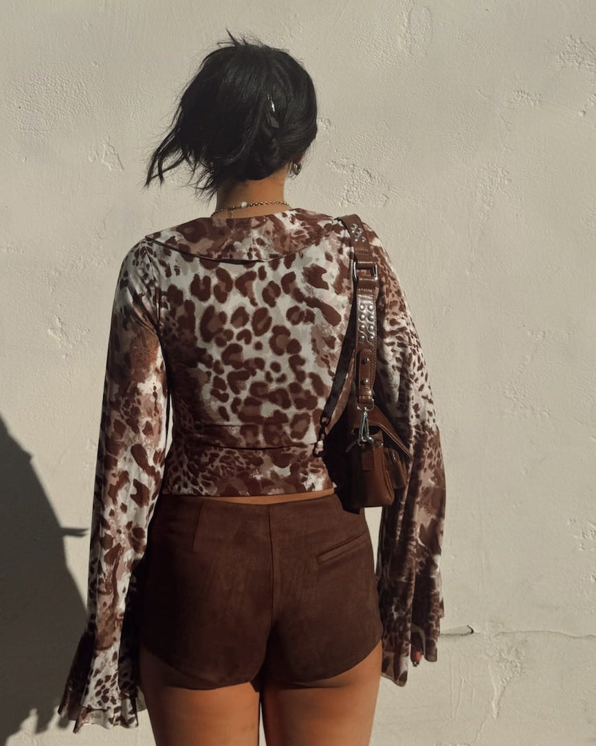 Leopard Ruffle Long Sleeve - Burnout