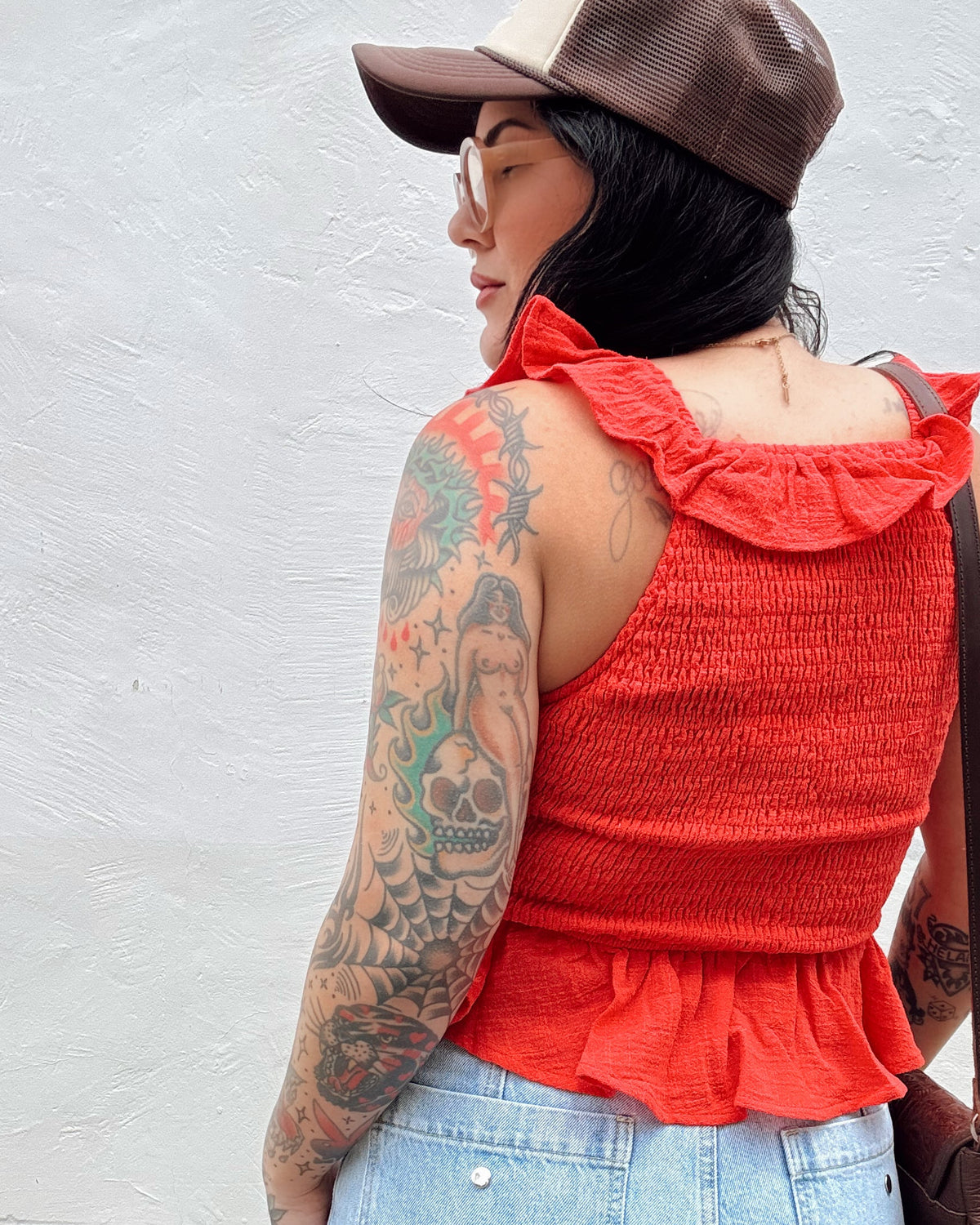 Ruffle Tank - Red - Burnout