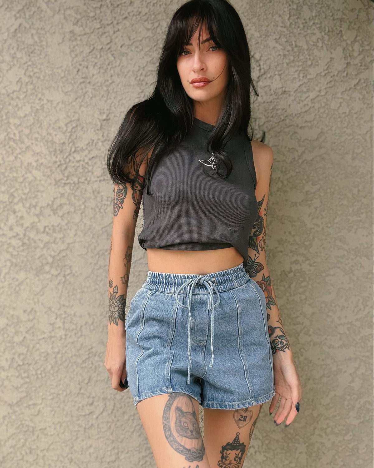 Shorts en jean à taille élastique