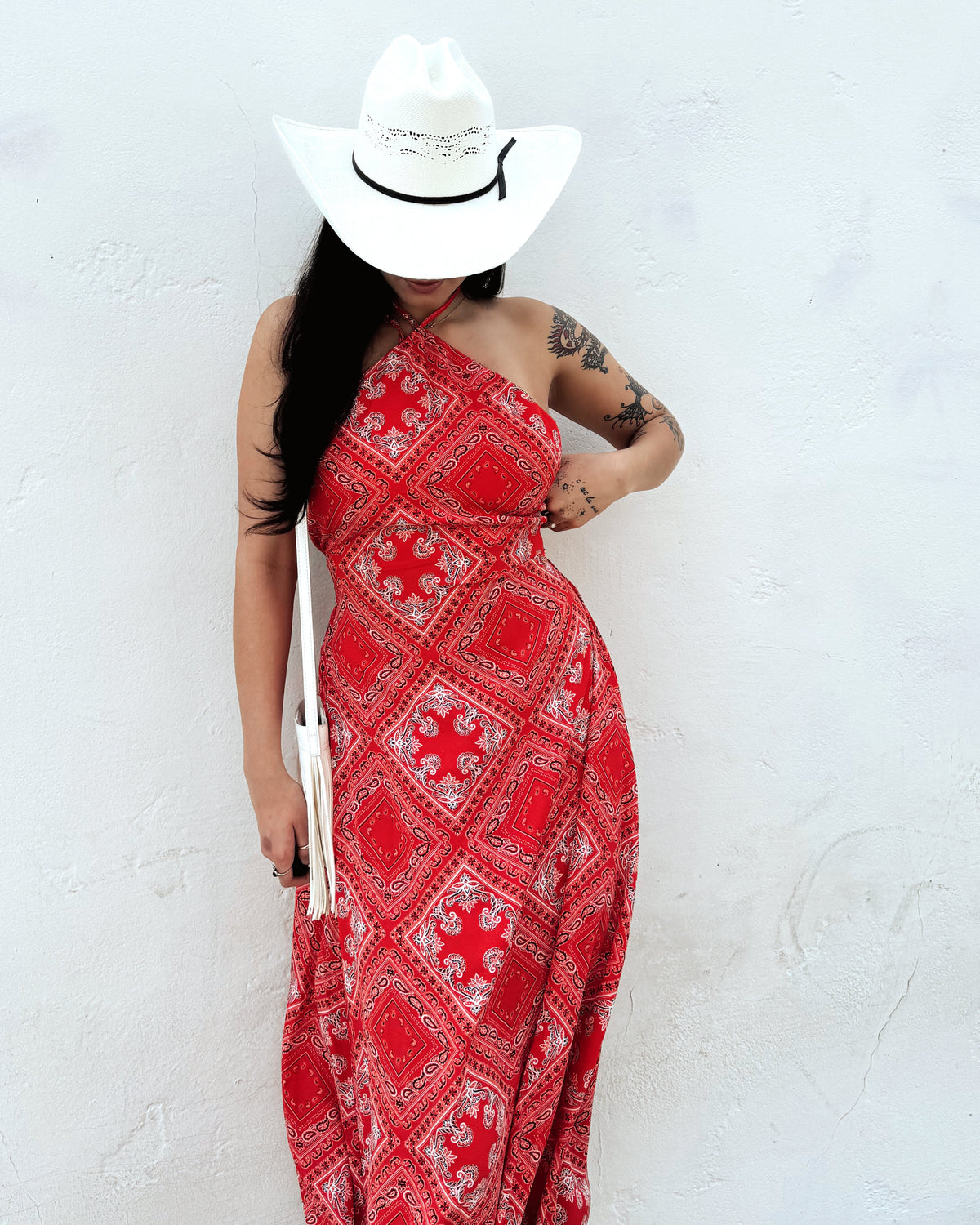 Bandana Print Midi Dress - Burnout