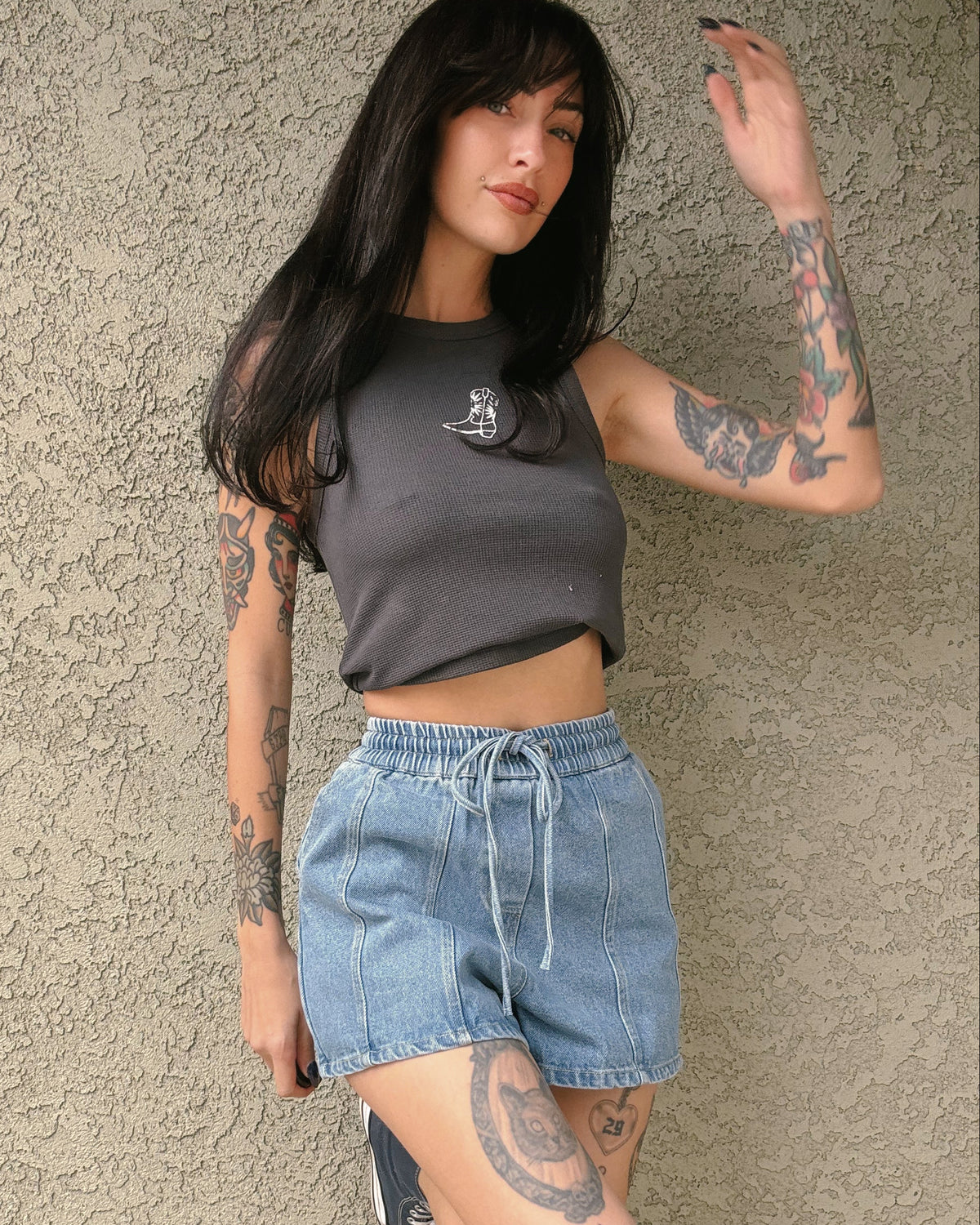 Shorts en jean à taille élastique