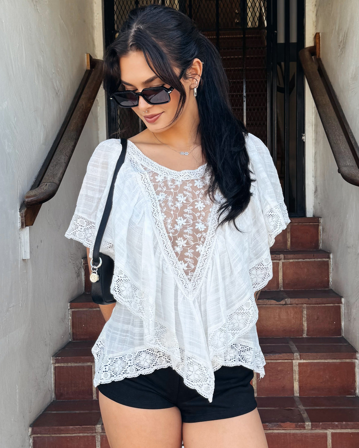 Lace Handkerchief Top - Burnout