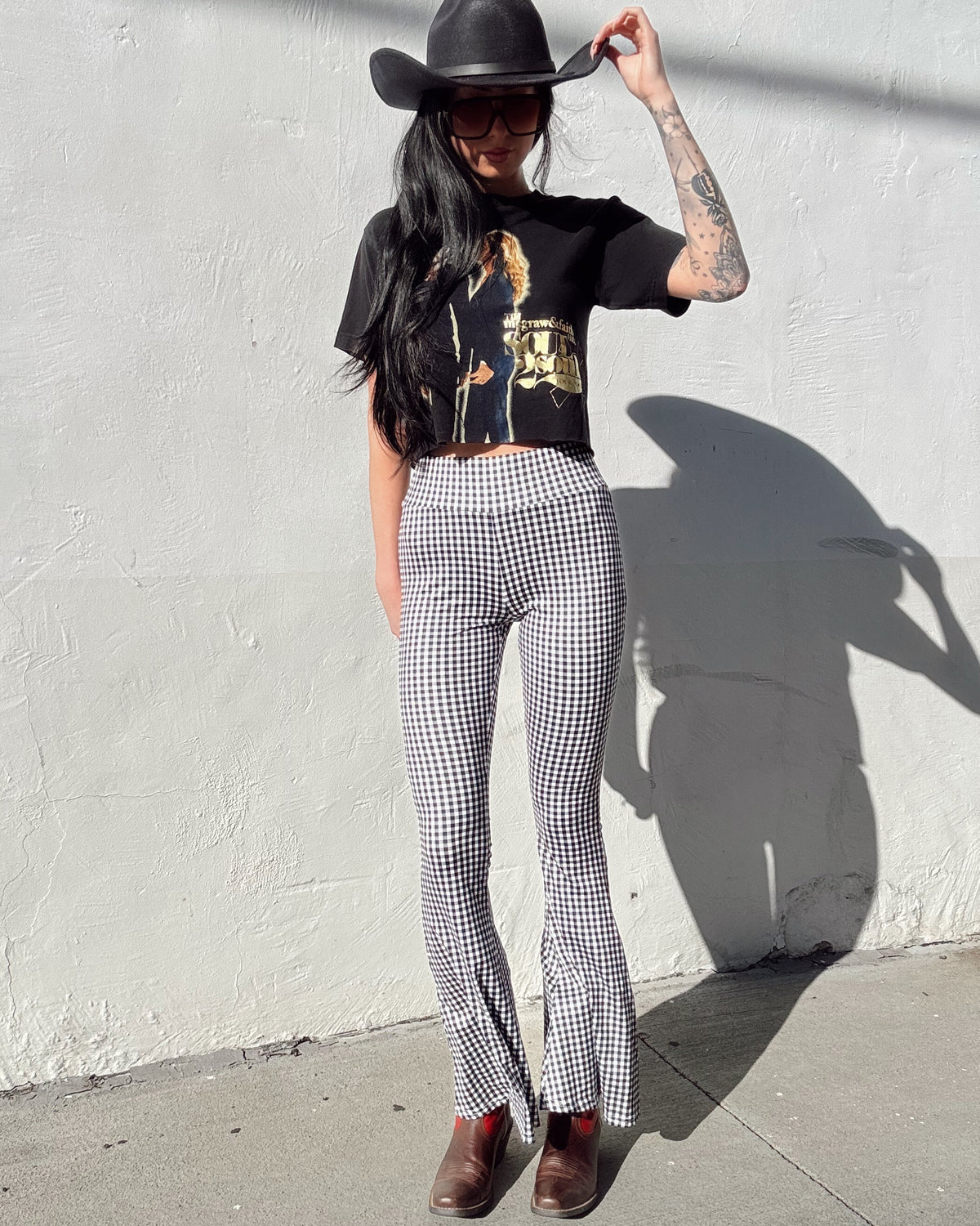 Gingham Flare - Black - Burnout