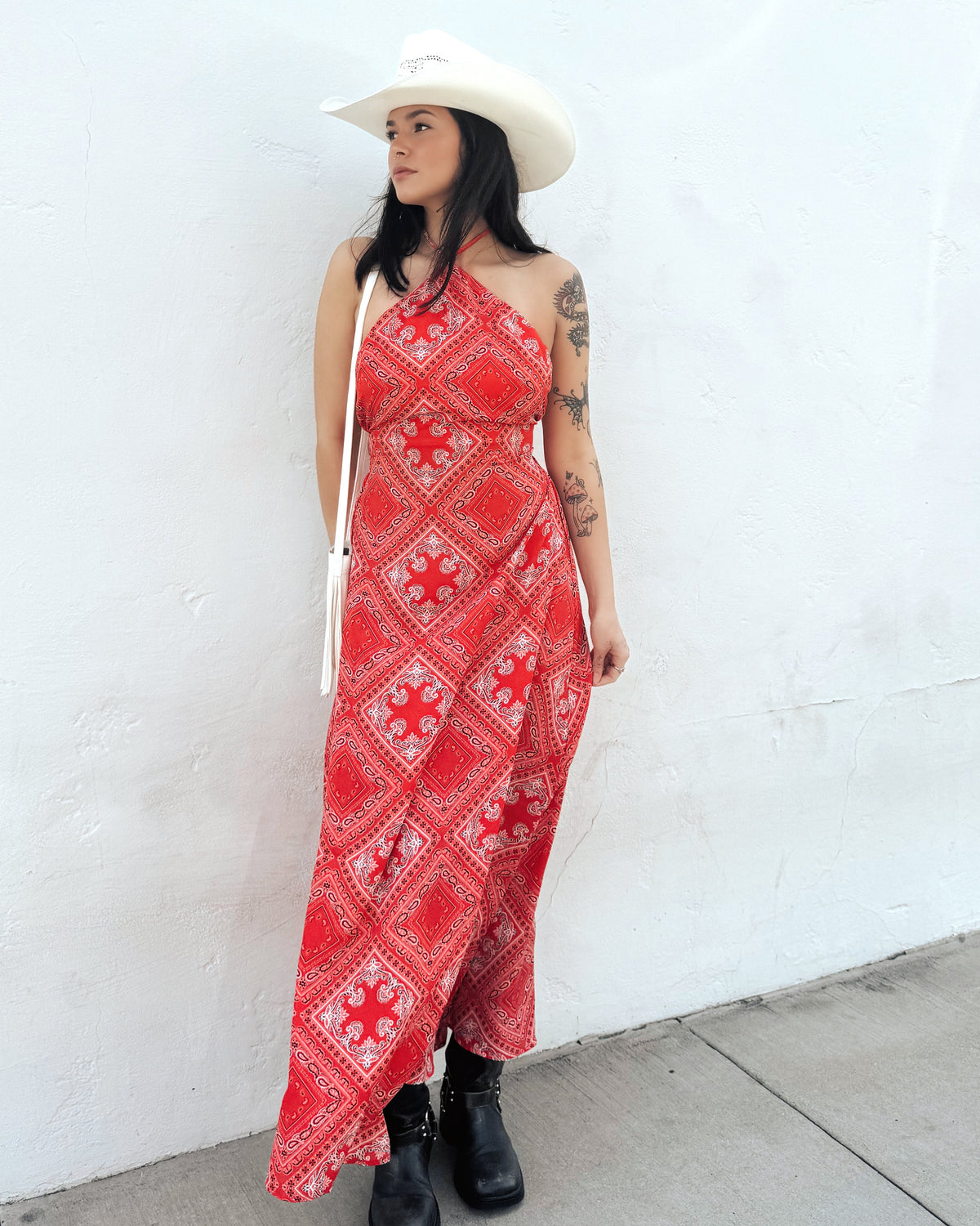 Bandana Print Midi Dress - Burnout