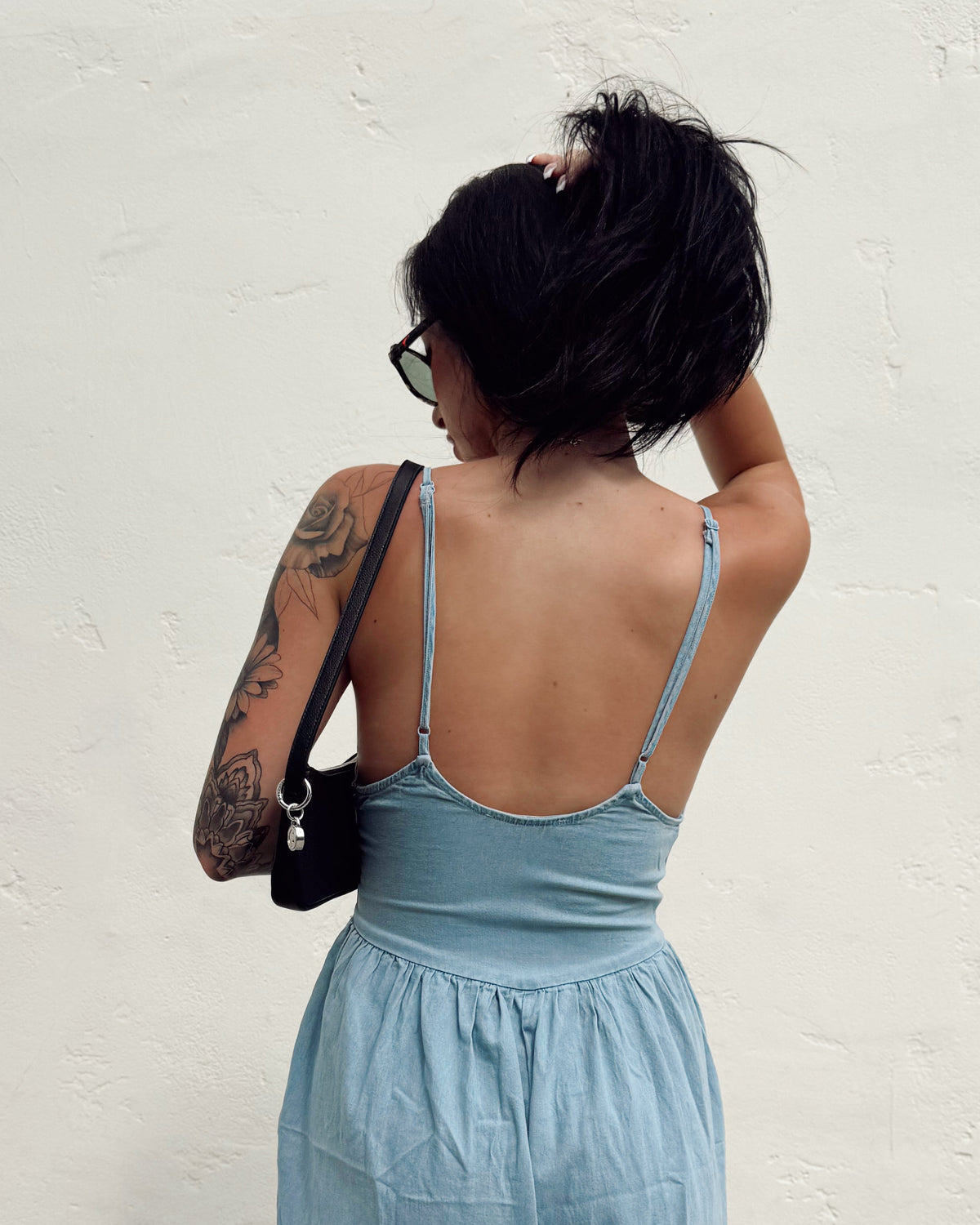 Denim Corset Top Jumpsuit - Burnout