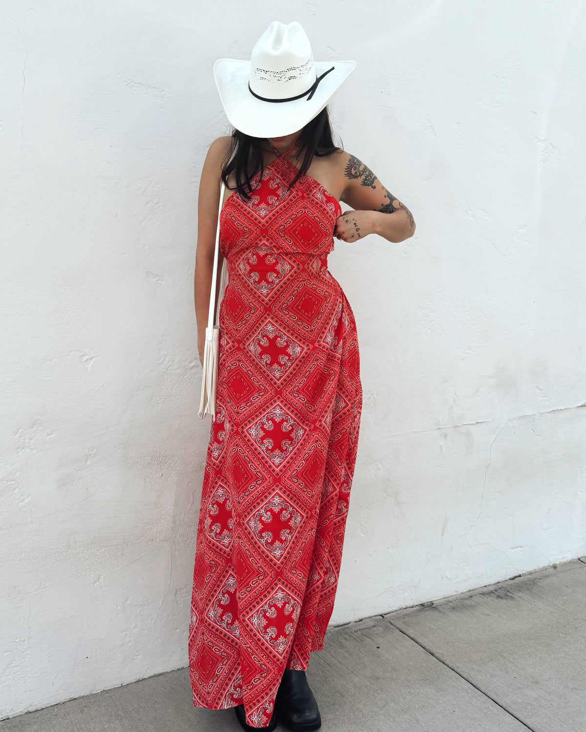 Bandana Print Midi Dress - Burnout