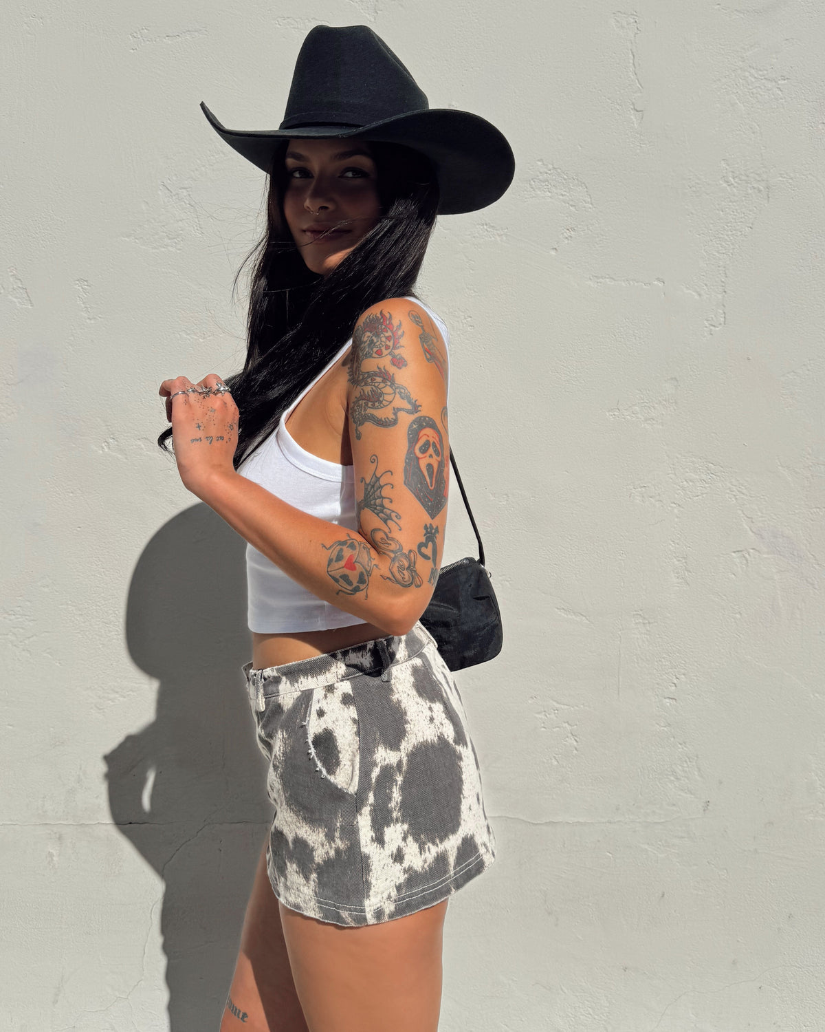 Cow Print Mini Skort - Burnout