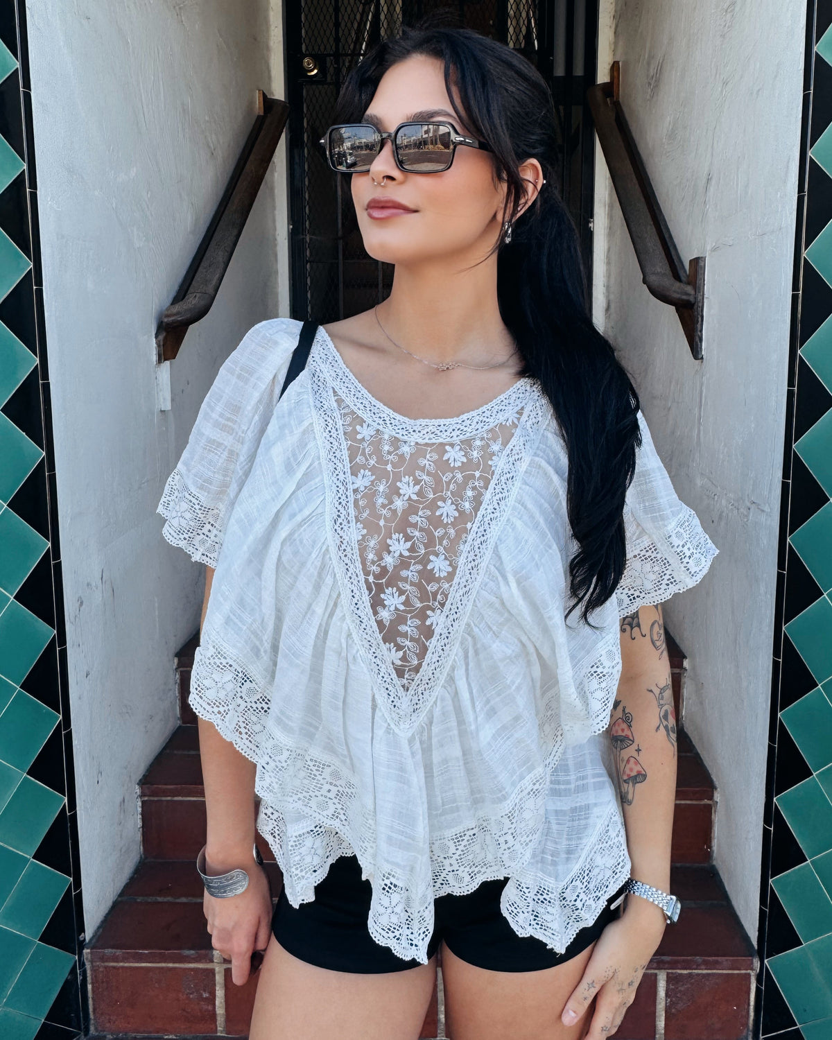 Lace Handkerchief Top - Burnout