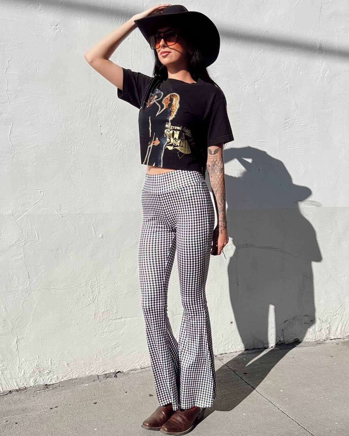 Gingham Flare - Black - Burnout
