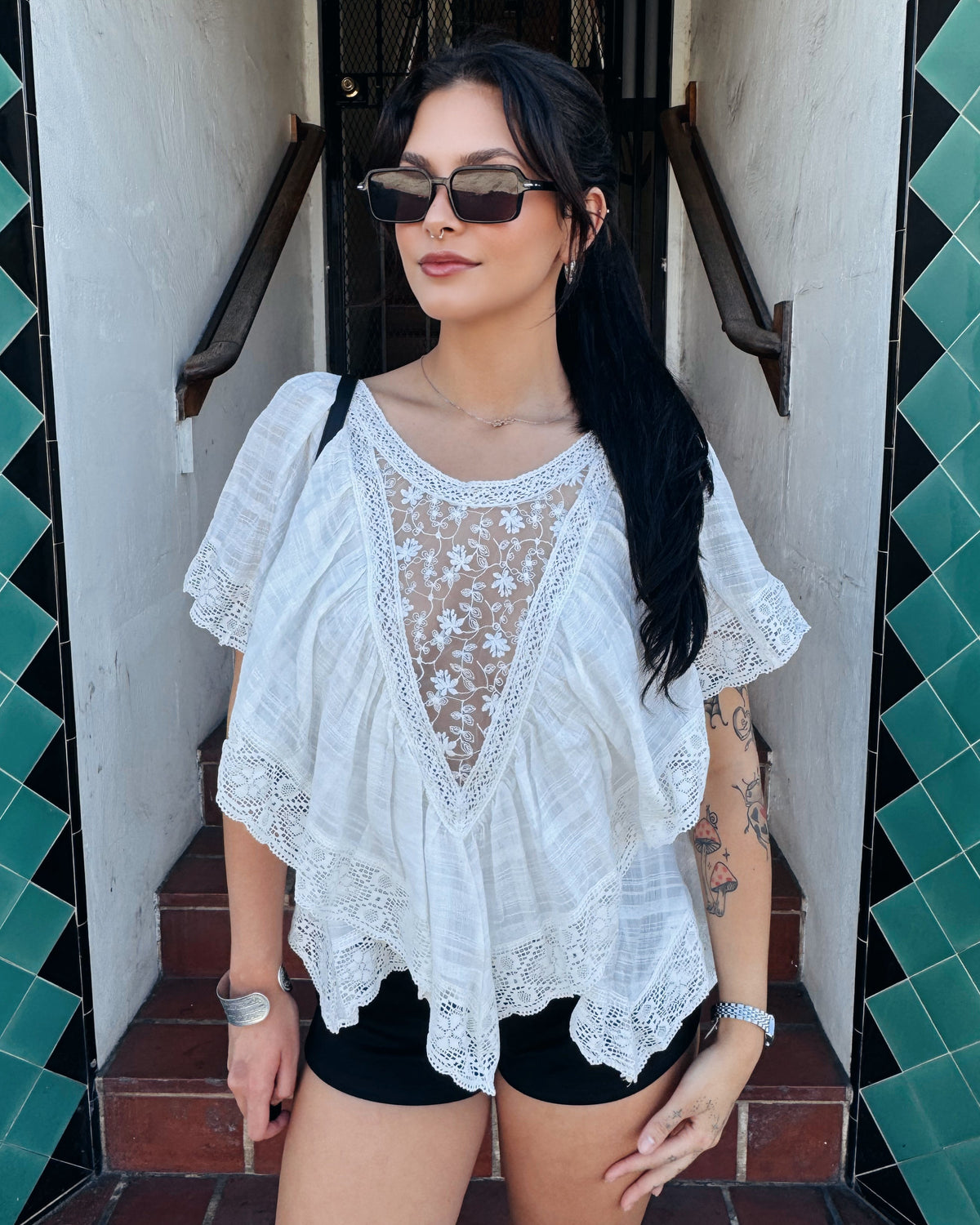 Lace Handkerchief Top - Burnout