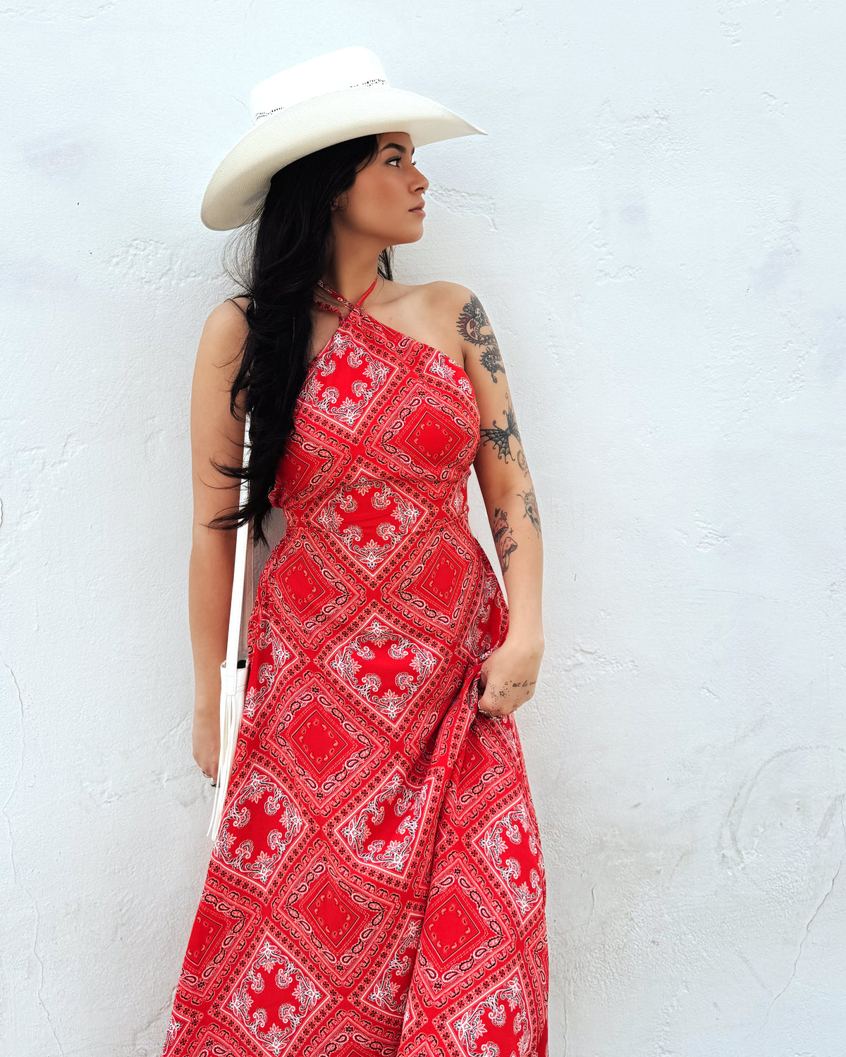 Bandana Print Midi Dress - Burnout
