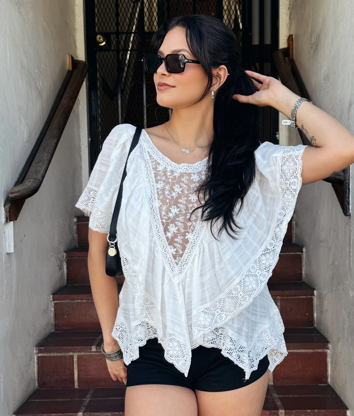 Lace Handkerchief Top - Burnout